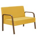 Ver imagem 1 de Poltrona 2 Lugaress Jade Braço Madeira Suede Amarelo