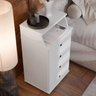 Mesa de Cabeceira com Gavetas Apoio Lateral para Cama Box Gaveteiro Estreito Alto Móveis para Quarto - 4