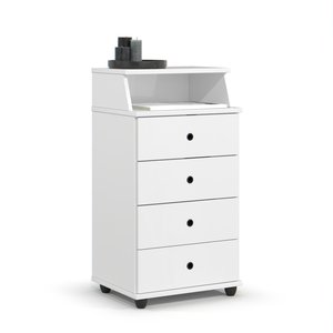 Mesa de Cabeceira 4 Gavetas com Nicho Luxo Ii New:branco