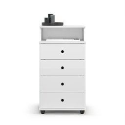 Mesa de Cabeceira 4 Gavetas com Nicho Luxo Ii New:branco - 2