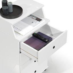 Mesa de Cabeceira 4 Gavetas com Nicho Luxo Ii New:branco - 3