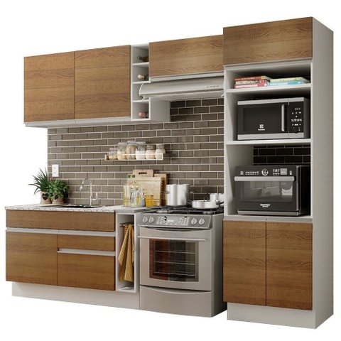 Cozinha Completa Cristal com Armário e Balcão Rustic Madesa