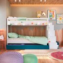 Ver imagem 1 de Triliche Infantil pra Quarto com Escadas e Estante 231,8 Cm Cor:branco com Azul Secreto