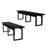 Conjunto de Mesa Retangular com 2 Bancos Base de Ferro Estilo Industrial:preto - 2