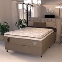 Ver imagem 2 de Cama Box Casal Colchão Molas Ensacadas Guarda Costas Alameda 138x188x68cm Suede Marrom/branco