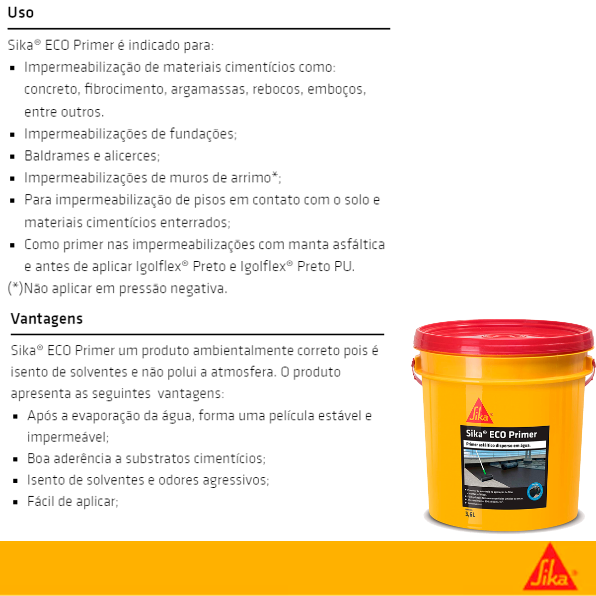 Sika Eco Primer - Galao 3,6 L - 530085 - 3