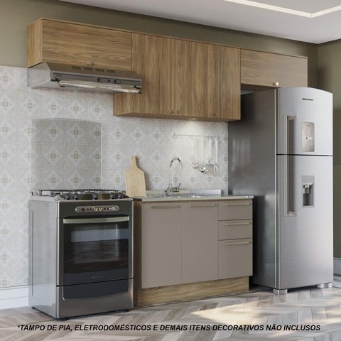 Armário de Cozinha Modulada Completa Reta 4 Peças 2,80m 275 Botanic Kappesberg