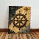 Ver imagem 2 de Kit3 Quadro Decorativo Marítimo Náutico Barco Ancora Vintage Mapa 40x28cm