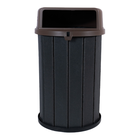 Lixeira Mbs Ecológica Madeira Plástica 100L Coleta Seletiva:Cinza Ébano/Tampa Marrom