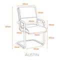 Ver imagem 3 de Cadeira Office Base Fixa em Aço Cromado e Couro Ecologico Austin Marrom/Caramelo