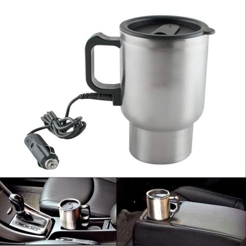 Caneca Elétrica 12V Inox Térmica para Carro Caminhão Garrafa Aquecedor Automotivo