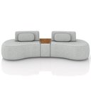 Ver imagem 5 de Sofá 4 Lugares Orgânico para Sala Living com Puff 302cm Vasti M03 Linho Cinza - Lyam Decor