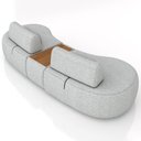 Ver imagem 6 de Sofá 4 Lugares Orgânico para Sala Living com Puff 302cm Vasti M03 Linho Cinza - Lyam Decor