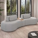 Ver imagem 3 de Sofá 4 Lugares Orgânico para Sala Living com Puff 302cm Vasti M03 Linho Cinza - Lyam Decor