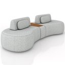 Ver imagem 1 de Sofá 4 Lugares Orgânico para Sala Living com Puff 302cm Vasti M03 Linho Cinza - Lyam Decor