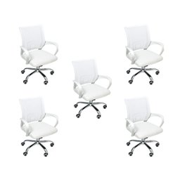 Kit 5 Cadeiras de Escritório Begonia Mesh Ergonômico Branco - 2
