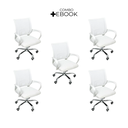 Ver imagem 3 de Kit 5 Cadeiras de Escritório Begonia Mesh Ergonômico Branco + E-book