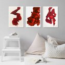 Ver imagem 1 de Kit 3 Quadros Decorativos Minimalistas Abstratos Vermelhos 45x34cm:madeira Branca