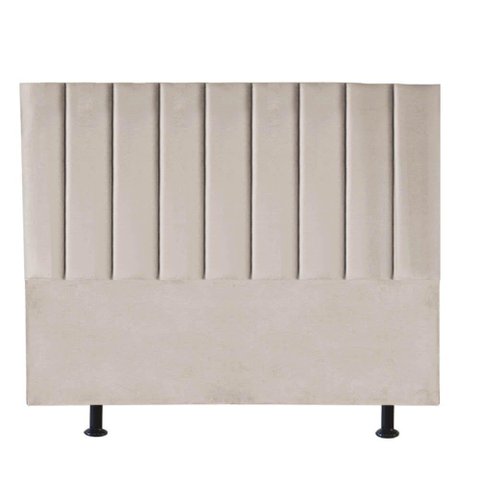 Cabeceira Estofada Cama Box Queen Carla 160cm Suede Bege