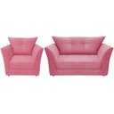 Ver imagem 1 de Kit Namoradeira + 1 Poltrona Decorativa Isis Suede Rosa Pés Madeira Ms Decor