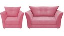 Ver imagem 1 de Kit Namoradeira + 1 Poltrona Decorativa Isis Suede Rosa Pés Madeira Ms Decor