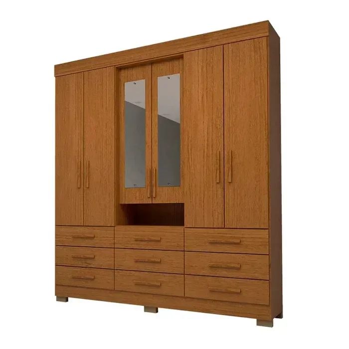 Guarda Roupa Débora 6 Portas 9 Gavetas com Espelho - Cinamomo