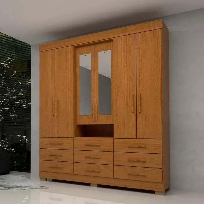 Ver imagem 2 de Guarda Roupa Débora 6 Portas 9 Gavetas com Espelho - Cinamomo