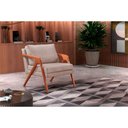 Ver imagem 2 de Kit 2 Poltronas para Recepção Mona Premium Linho Bege Claro e Base Madeira Maciça -