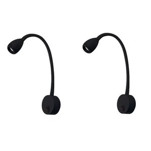 2 Un Arandela Foco Movel Preto Cabeceira Leitura Led 3W 3000K Ali29