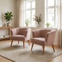 Ver imagem 1 de Conjunto 2 Poltronas Estofada para Sala de Estar Aconchegante Tecido Veludo Pés de Madeira