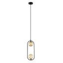 Ver imagem 1 de Pendente Boll Metal Preto 2 Esferas Vidro Champagne Cabeceira Acl24