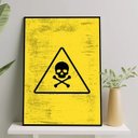 Ver imagem 2 de Quadro Placa Perigo Caveirinha 33x24cm - com vidro:Madeira branca
