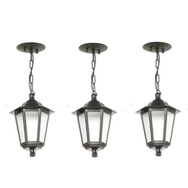 3 Pendente Vintage Preto 58cm Colonial Sacada Jardim Acl19