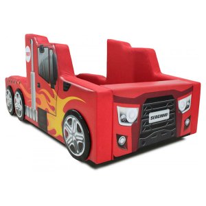 Cama Infantil Hot Truck com Rodas Sobrepostas - Cor Vermelha