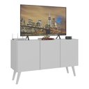 Ver imagem 1 de Rack Retrô para Tv até 32 Polegadas com 3 Portas Multimóveis Mp1067 Branco