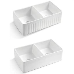 Cuba Evier Cozinha em Porcelana Estilo Fazenda Farm Sink Dupla 84x46x25 - 3