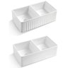Cuba Evier Cozinha em Porcelana Estilo Fazenda Farm Sink Dupla 84x46x25 - 3