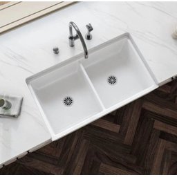 Cuba Evier Cozinha em Porcelana Estilo Fazenda Farm Sink Dupla 84x46x25 - 1