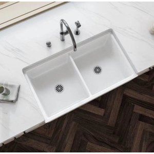 Cuba Evier Cozinha em Porcelana Estilo Fazenda Farm Sink Dupla 84x46x25