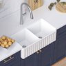 Cuba Evier Cozinha em Porcelana Estilo Fazenda Farm Sink Dupla 84x46x25 - 7