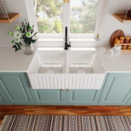 Cuba Evier Cozinha em Porcelana Estilo Fazenda Farm Sink Dupla 84x46x25 - 11
