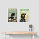 Ver imagem 2 de Kit 2 Quadros Banheiro Cão Dachshund 33x24cm - com Vidro:madeira Branca