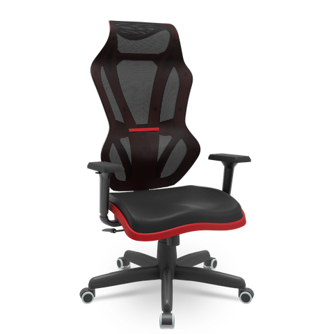Cadeira Escritório Presidente Gamer Vizon Dz Plaxmetal Relaxsystem Preta/vermelha