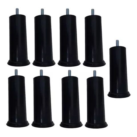 Kit 100 Pés Pretos para Cama Box 12cm Altura Reforçado