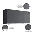 Ver imagem 2 de Armário Aéreo 3 Portas 120cm Debora Cinza - Pallazio