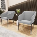 Ver imagem 2 de Kit 2 Cadeiras para Sala de Jantar Estar Living Olívia L02 Bouclê Cinza - Lyam Decor