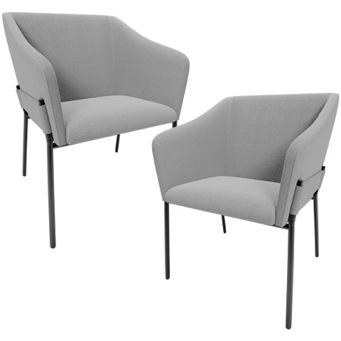 Kit 2 Cadeiras para Sala de Jantar Estar Living Olívia L02 Bouclê Cinza - Lyam Decor