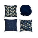 Ver imagem 1 de kit 3 capa almofada geométrica azul marinho + nó