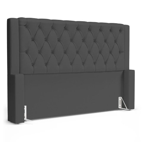 Cabeceira Atena para Cama Box Casal Padrão 140cm Capitonê com Frame Suede Cinza - Desk Design