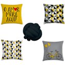 Ver imagem 1 de kit 4 capas almofadas escandinavo amarelo e preto + 1 almofa